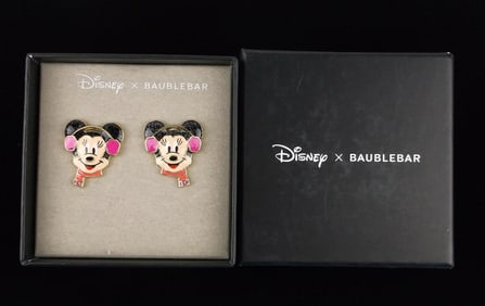 New Boxed Disney Baublebar Minnie Mouse Christmas Earrings