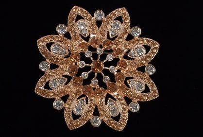 New Boxed Big Monet Rhinestone Snowflake Brooch