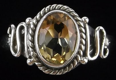 New Bali Sterling Silver 1ct Citrine Ring 7