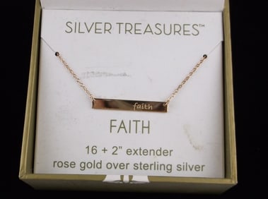 New Boxed Designer Gold Over Sterling Faith Chain Necklace 18" $60