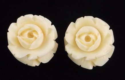 Mint Antique 1950s Big Rose Designer Earrings