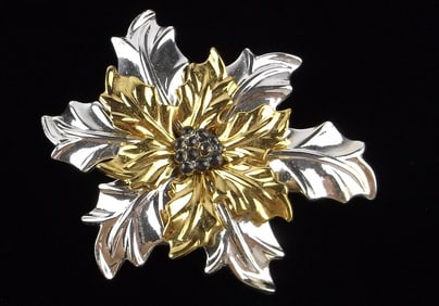 Stunning Vintage Poinsettia Christmas Brooch