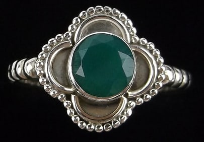 New Bali Sterling Silver Green Chalcedony Ring 7