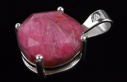 New Sterling Silver 4ct Ruby Solitaire Pendant