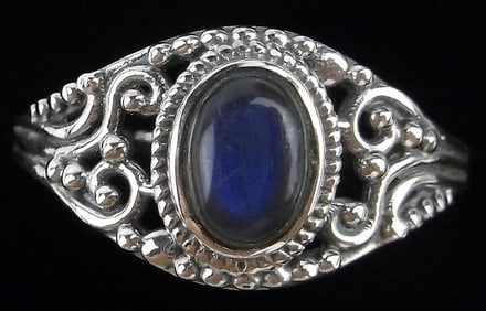 New Bali Sterling Silver Labradorite Ring 9
