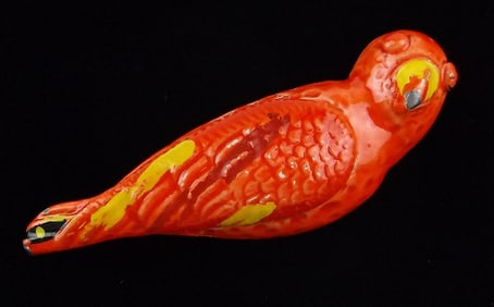 Stunning Vintage 1960s Enameled Parrot Bird Brooch