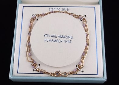 New Boxed Designer Gold Over Sterling Chain Bracelet 8" $60