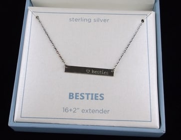 New Boxed Designer Sterling Silver Friend Chain Necklace 18" $60