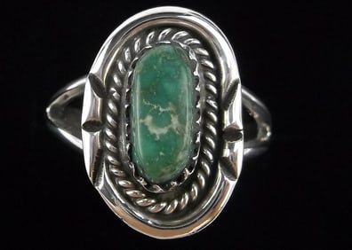 Mint Vintage 1960s Navajo Begay Sterling Silver Turquoise Ring 8