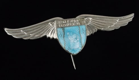 Antique 1940s St Christopher Wings Catholic Brooch Pin