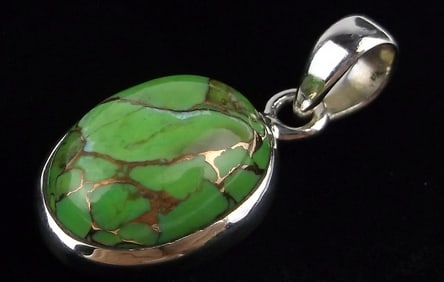 New Designer Sterling Silver Green Dahlia Pendant