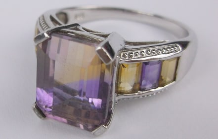 Stunning Vintage Designer Sterling Silver Ametrine Ring 11