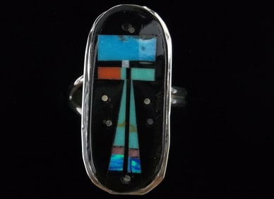 New Navajo Gilbert Smith Sterling UFO Starlight Ring 9-12 Turquoise