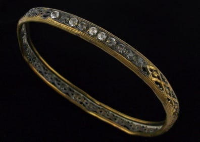 RARE Antique 1850s Crystal Lattice Rose Bracelet 7.5"