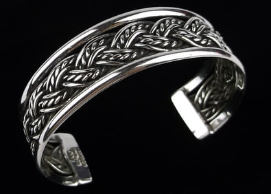 Mint Heavy Vint 1970s Taxco Sterling Silver Cuff Bracelet TT13
