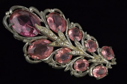 Big Gorgeous Antique 1920s Art Deco Rhinestone Brooch