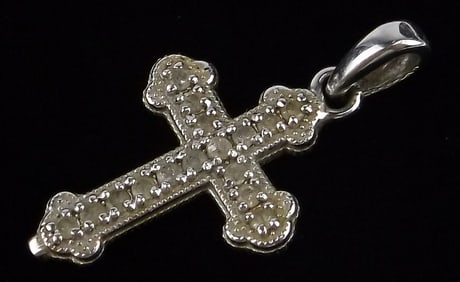 Mint Vintage 10kt White Gold Diamond Cross Pendant 1.16g