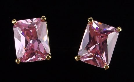 New Big Gold Over Sterling 3cttw Pink Tourmaline Earrings