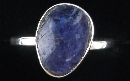 Stunning Antique 1950s Taxco Sterling Silver Lapis Ring 5 EBS