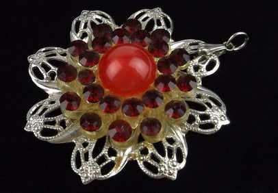 Mint Antique 1950s Rhinestone Celluloid Pendant