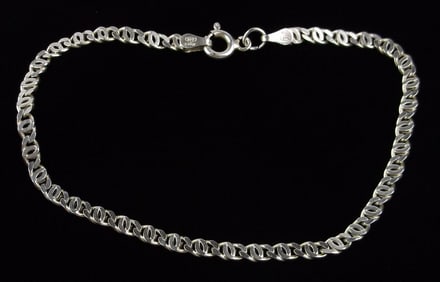 Mint Vintage Italian Sterling Silver Chain Bracelet 7.75"