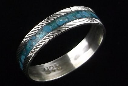 Stunning Vint 1960s Taxco Sterling Silver Turquoise Ring 5
