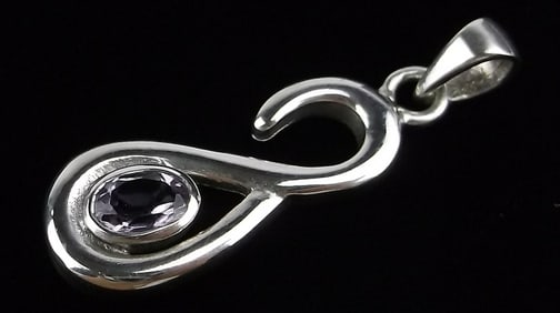 Mint Vintage Sterling Silver Amethyst Pendant
