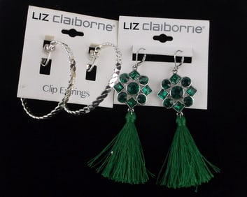 2 New Liz Claiborne Rhinestone Earrings Sets Lot $48