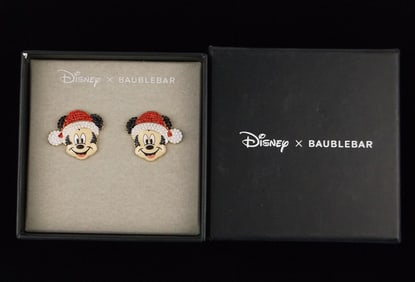 New Boxed Disney Baublebar Christmas Mickey Mouse Earrings