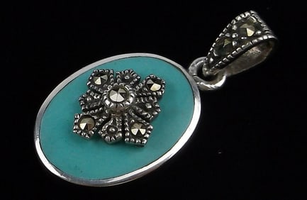 Mint Vintage Sterling Silver Turquoise Pendant