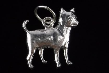 Mint Vintage Sterling Silver Chihuahua Dog Pendant Charm