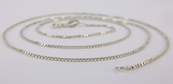 Mint Vintage Italian Sterling Silver Box Chain Necklace 18.5"