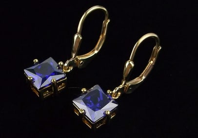 Mint Vintage Gold Over Sterling 2cttw Tanzanite Drop Earrings