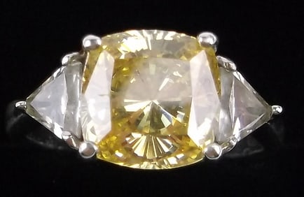 Stunning Vintage Sterling Silver Yellow Stone Cocktail Ring 7