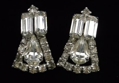 Mint Antique 1950s Rhinestone Earrings