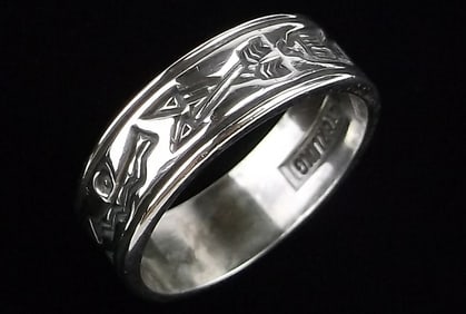 Mint Antique 1950s Navajo Sterling Silver Storyteller Ring 5.25
