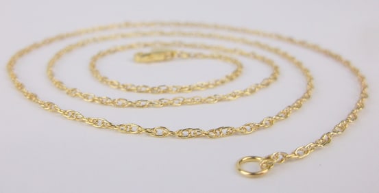New Vintage Gold Over Sterling Helix Rope Chain Necklace 18.5"