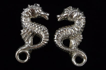 Mint Antique 1950s Beau Sterling Silver Seahorse Earrings