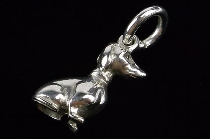 Mint Vintage Thick Sterling Silver Daschund Dog Pendant Charm
