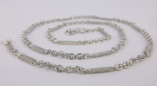 New Thick Antique 1950s Sterling Silver Chain Necklace 15.5"