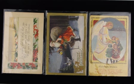 3 Antique Early 1900s Santa Christmas Postcard Lot