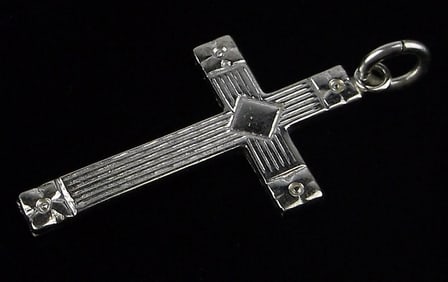 Stunning Antique 1950s Theda Sterling Silver Cross Pendant