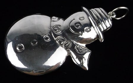 Mint Vintage Sterling Silver Snowman Christmas Pendant