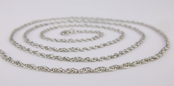New 1950s Sterling Silver Helix Rope Chain Necklace 24"