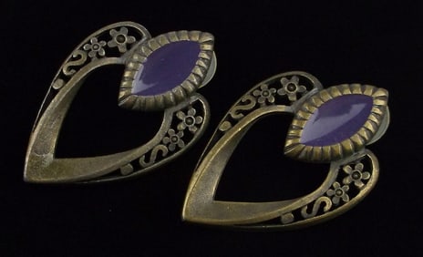 Mint Vintage Enameled VAL Earrings Set