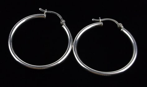 Mint Vintage Italian Sterling Silver Hoop Earrings