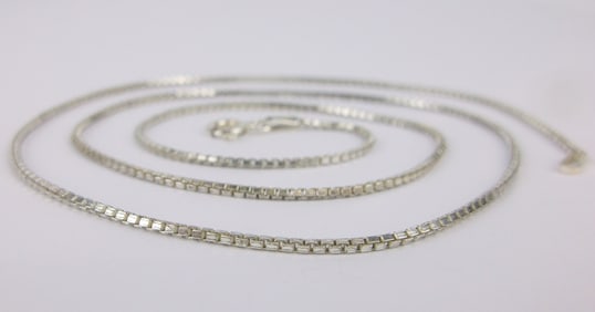 Mint Vintage Italian Sterling Silver Box Chain Necklace 20"