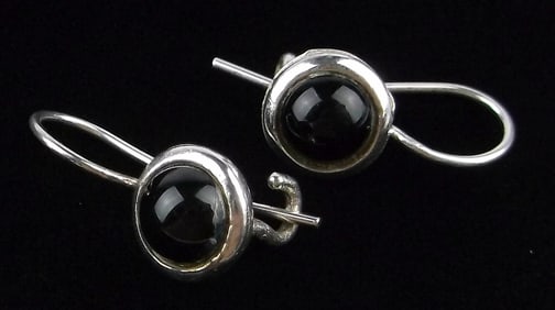 Mint Vintage Sterling Silver Onyx Drop Earrings