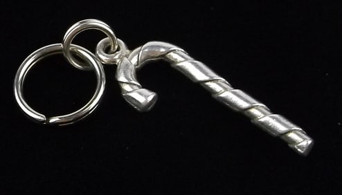 Mint Vint Sterling Silver Christmas Candy Cane Pendant Charm