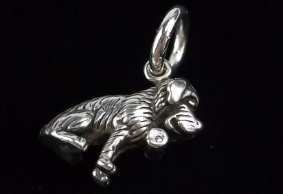 Mint Thick Vint Sterling Silver St Bernard Dog Pendant Charm